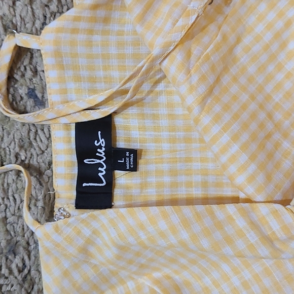 Lulu's checkered yellow dress size L - Picture 4 of 4